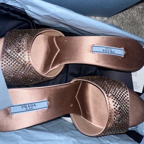 Prada Modellerie 75MM Crystal-Embellished Mules copper - Picture 4 of 16